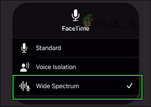 Set FaceTime Mic Mode to Wide Spectrum