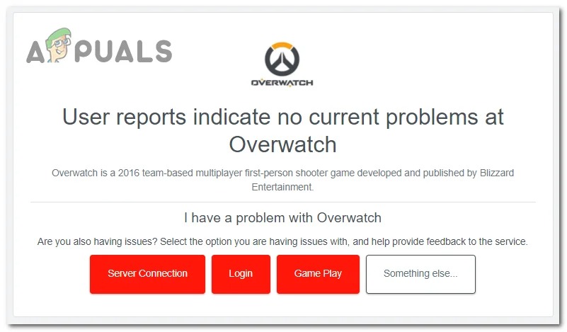 Using third-party tool to check server status of the Overwatch 2