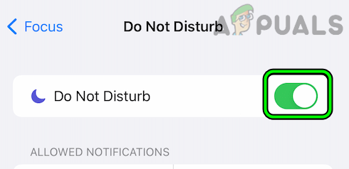 Disable Do Not Disturb Mode in the iPhone's Focus Settings