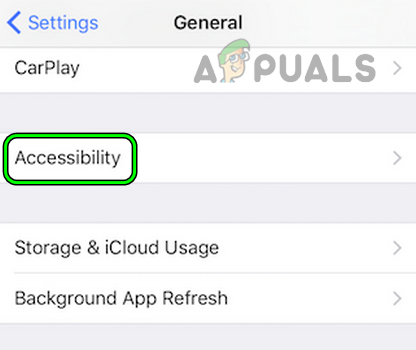 Open Accessibility in the iPhone's General Settings