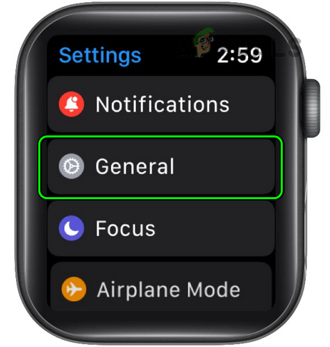 Open General Settings of the Apple Watch