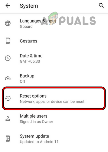 Open Reset Options in the Android Phone Settings
