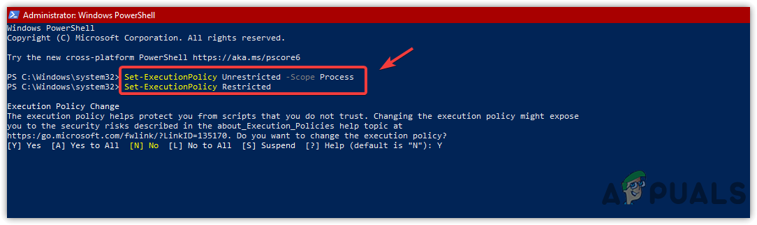 Changing Execution Policy
