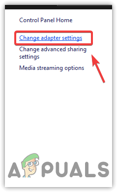 Clicking Change Adapter Settings To View Network Adapters