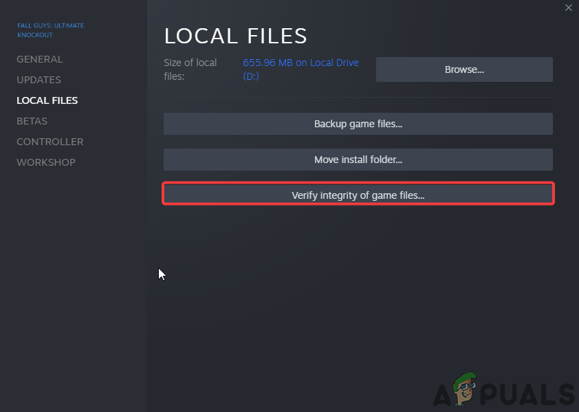 Go to Local files and verify file integrity
