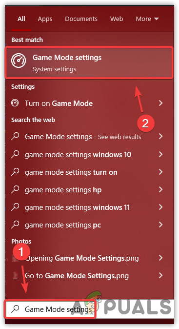 Opening Game Mode Settings