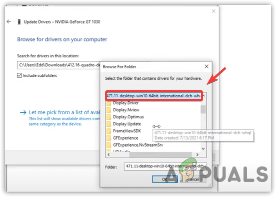 Selecting Extracted Driver Folder