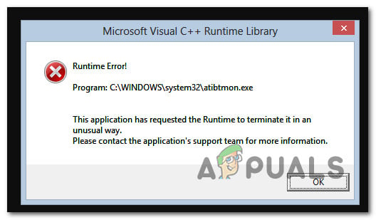 Atibtmon.exe Windows 10 Runtime Error