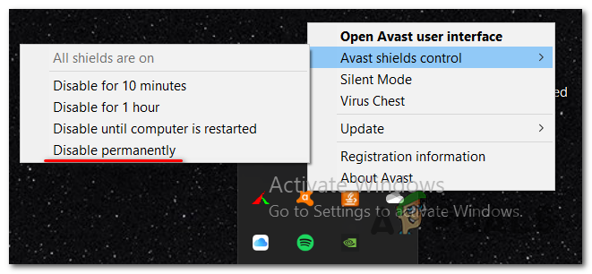 Disable the antivirus component