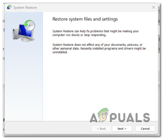 Get past the initial System Restore screen