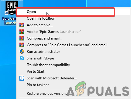 Opening Epic Games Launcher