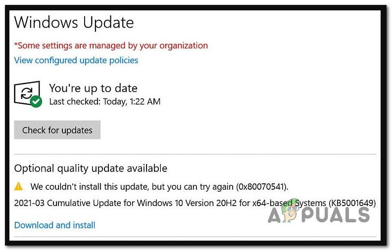 Windows Update Error 0x80070541
