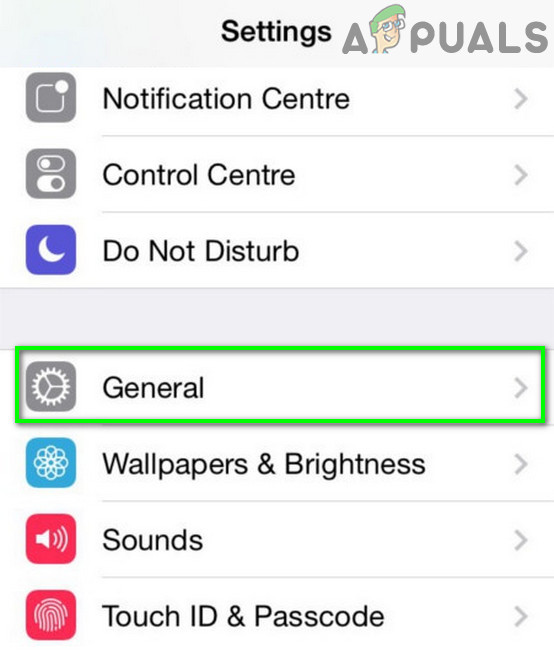 Open General Settings of iPhone