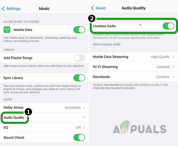 Disable Lossless Audio Quality in the iPhone's Music Settings