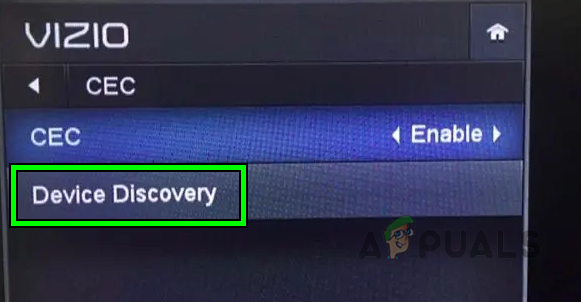 Enable CED Device Discovery in the Vizio TV Settings
