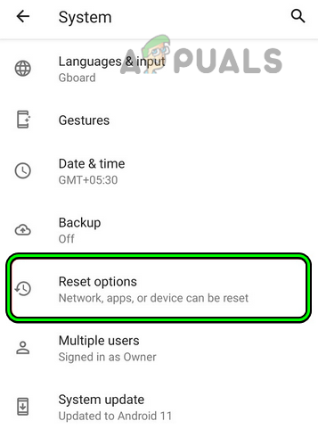 Open Reset Options in the Android Phone Settings