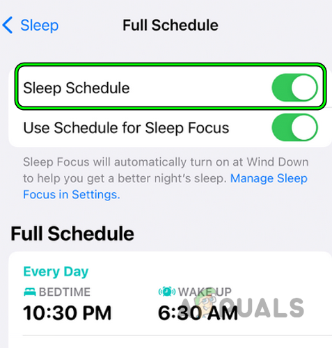 Disable Sleep Schedule on the iPhone