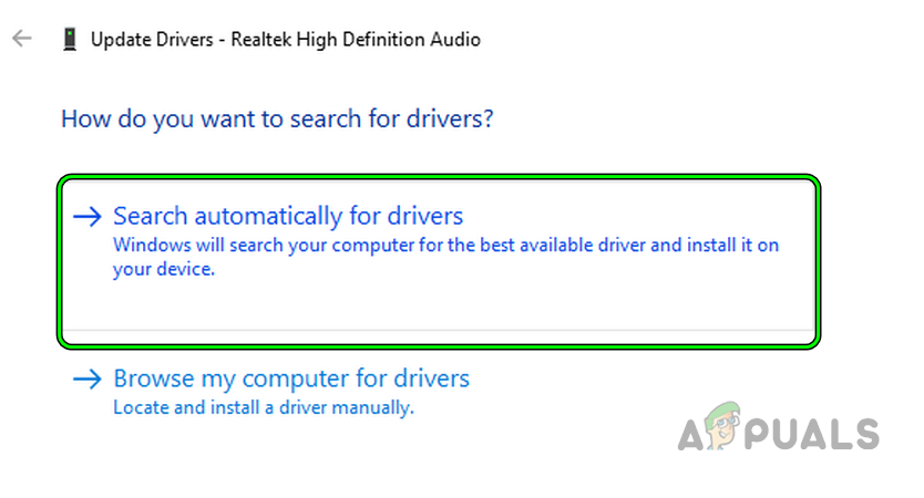 Search Automatically for Updated Audio Drivers in the PC's Device Manager