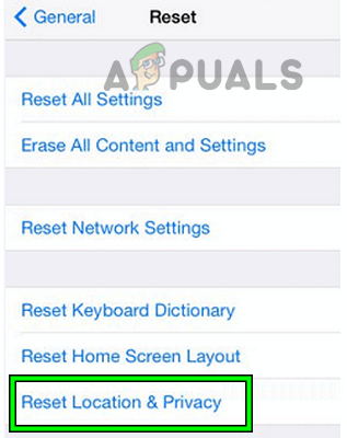 Reset Location & Privacy of the iPhone