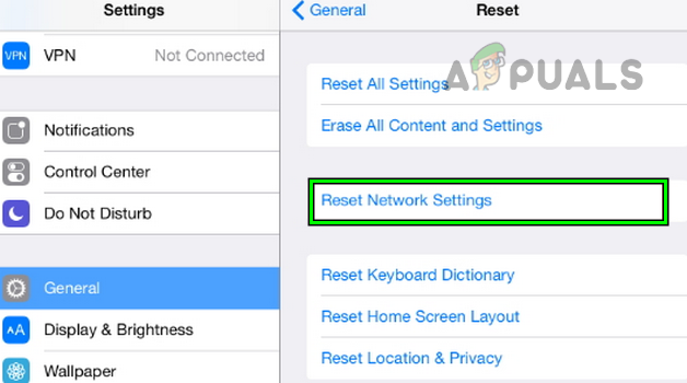 Reset Network Settings of the iPad