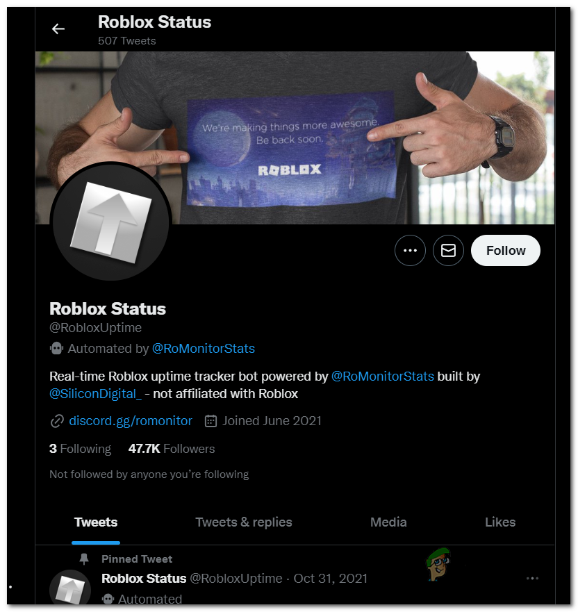 Checking the Roblox Twitter page