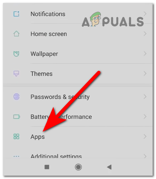 Accessing the Apps menu