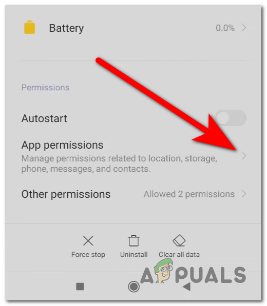 Accessing the App permissions section