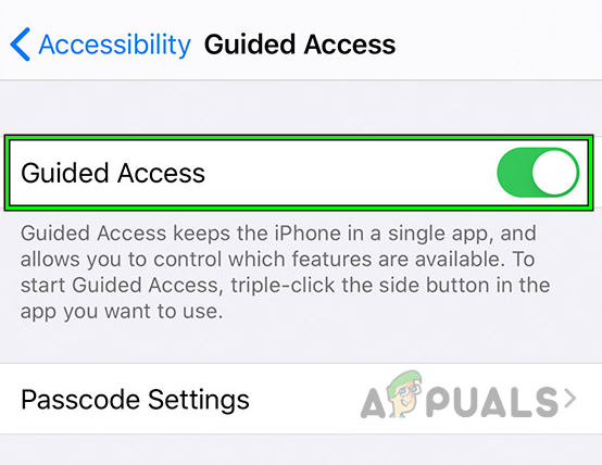 Disable the Guided Access Feature of the iPhone