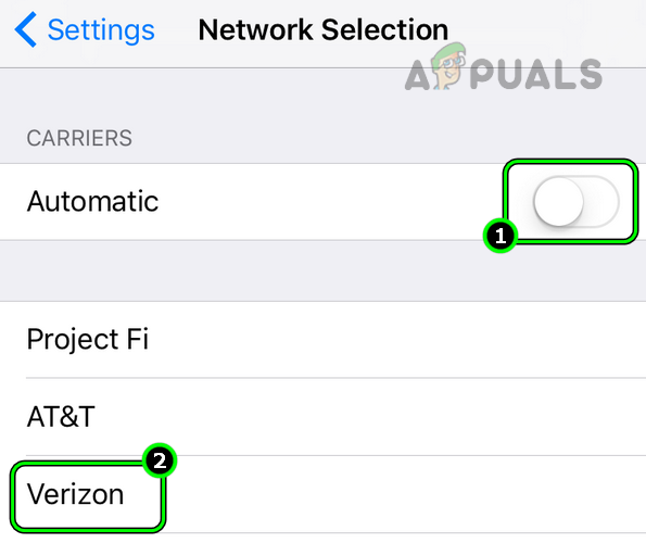 Disable Automatic Network Selection on the iPhone and Select Verizon