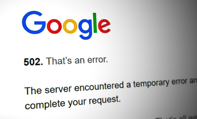 502 Error in Google Meets