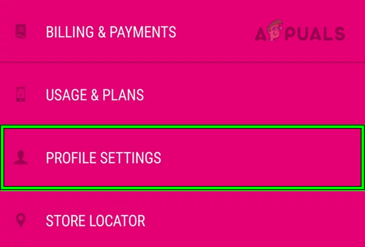 Open Profile Settings of the T-Mobile App