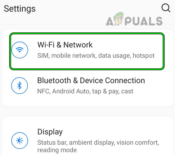 Open Wi-Fi & Network in the Android Phone Settings