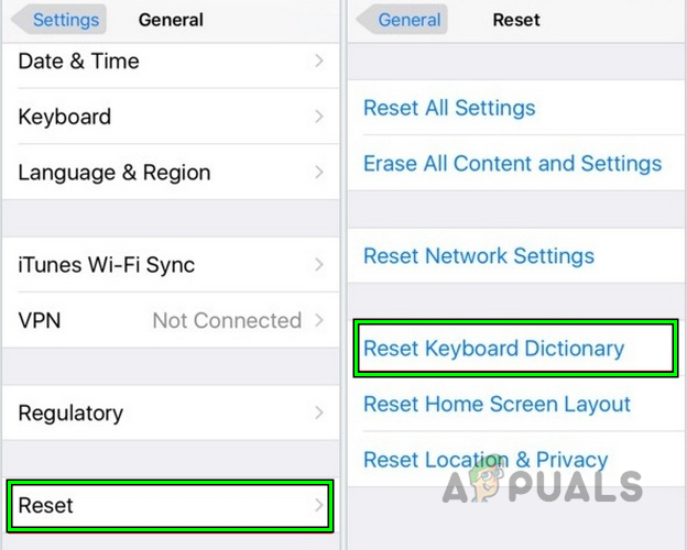 Reset Keyboard Dictionary of the iPhone