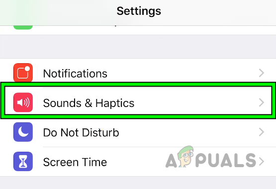 Open Sound & Haptics in the iPhone Settings