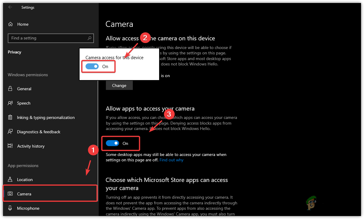 Allowing apps to access your camera