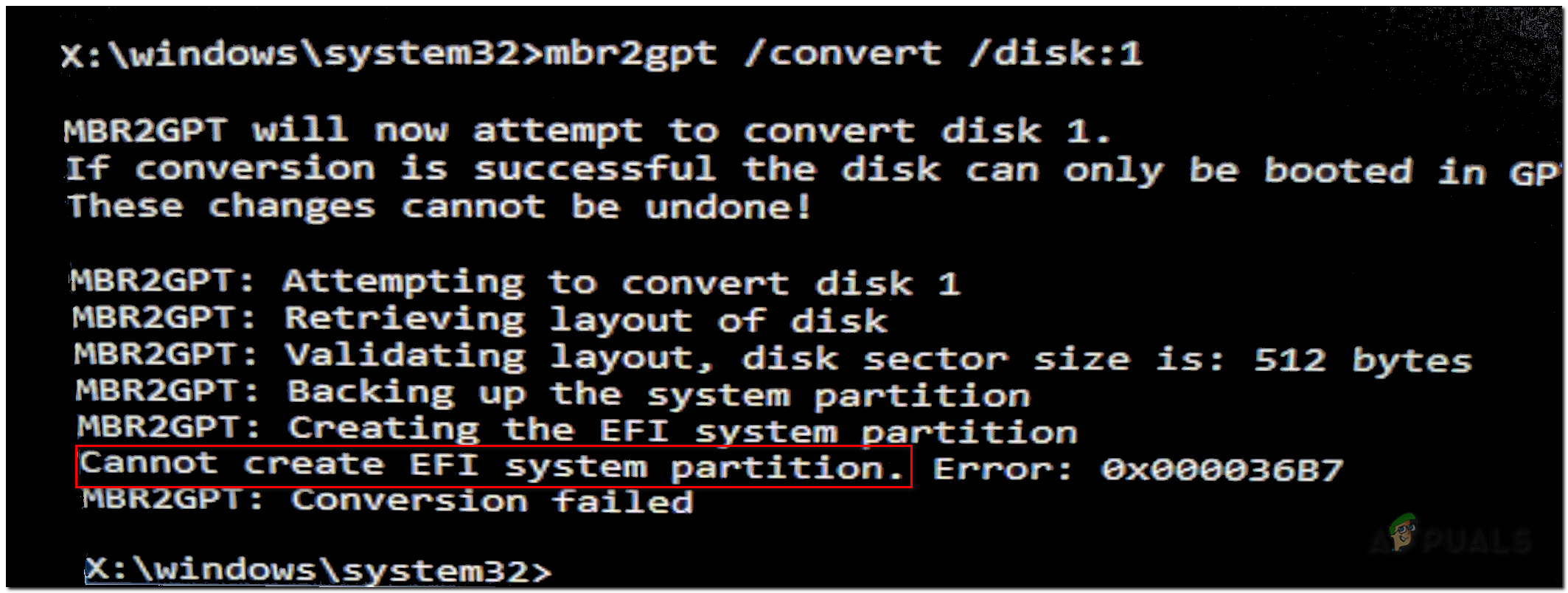 Cannot Create EFI System Partition