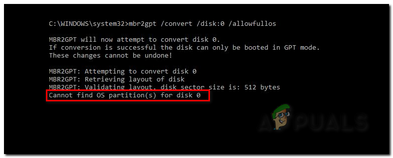 Cannot Find OS Partition(s) for Disk 0