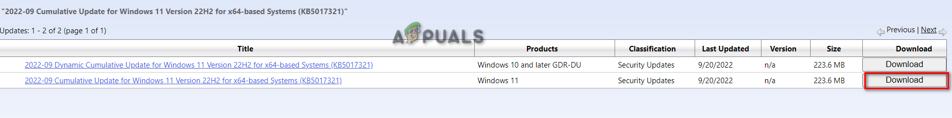 Descargando el último parche de actualización de Windows