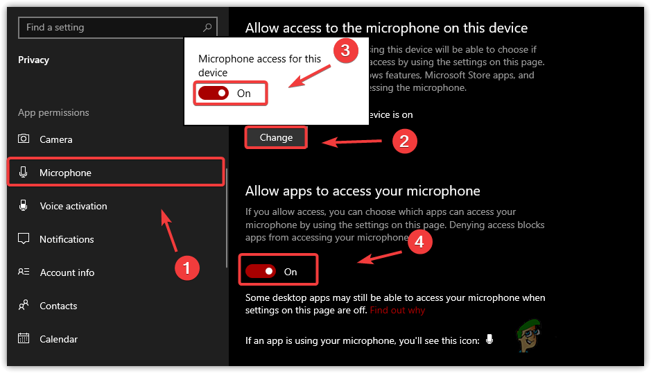 Enabling Microphone From Privacy Settings
