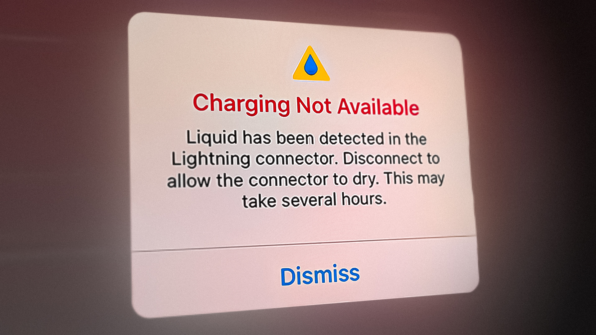 Liquid Detected In Lightning Connector Error on Iphone