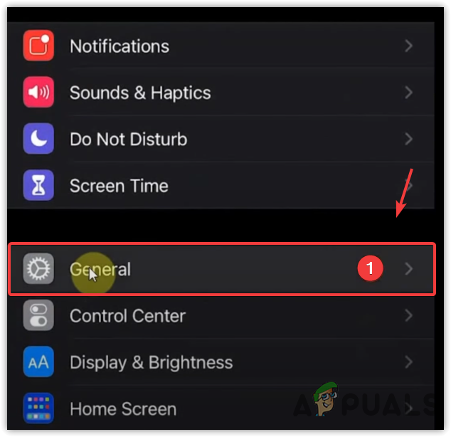 Navigating to the General Settings on iPhone
