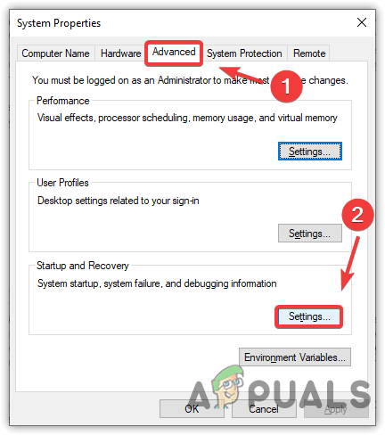 Opening System Failure And Debugging Settings