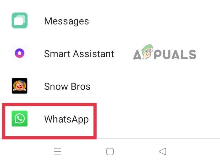 Opening Whatsapp Settings