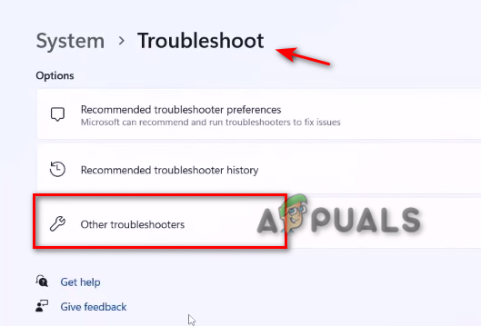 Opening the Other Troubleshooter option