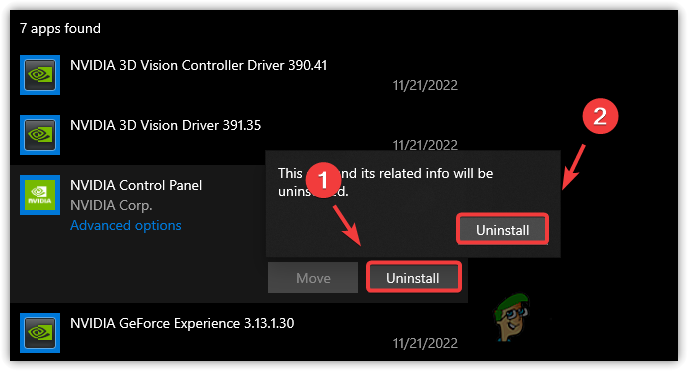 Uninstalling Nvidia Control Panel