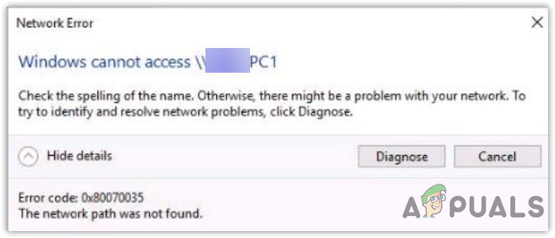 Windows cannot access error 0x80004005