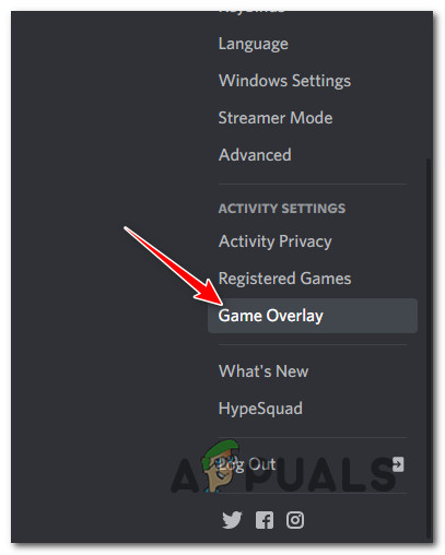 Access the in-game overlay feature on discord