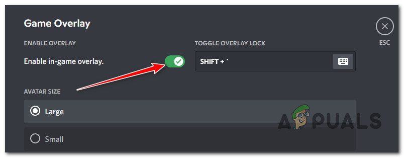 Disable the Discord in-game overlay
