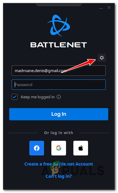 Accessing the Gear icon in Battle.net