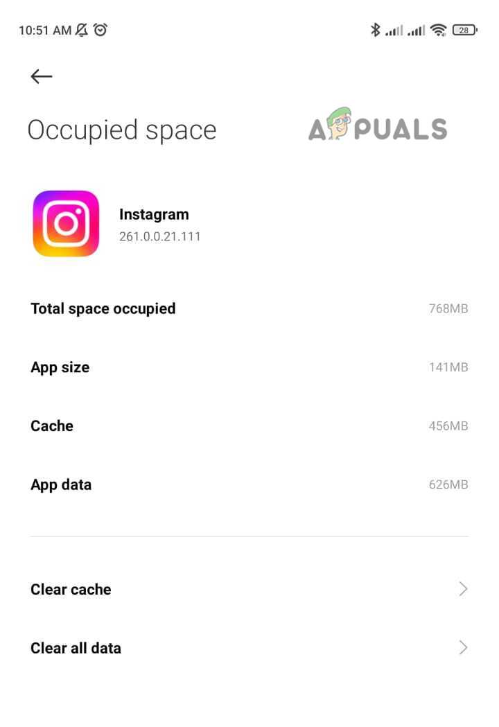 Storage settings on Instagram